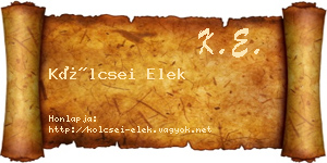 Kölcsei Elek névjegykártya
