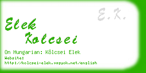 elek kolcsei business card