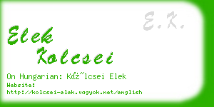 elek kolcsei business card